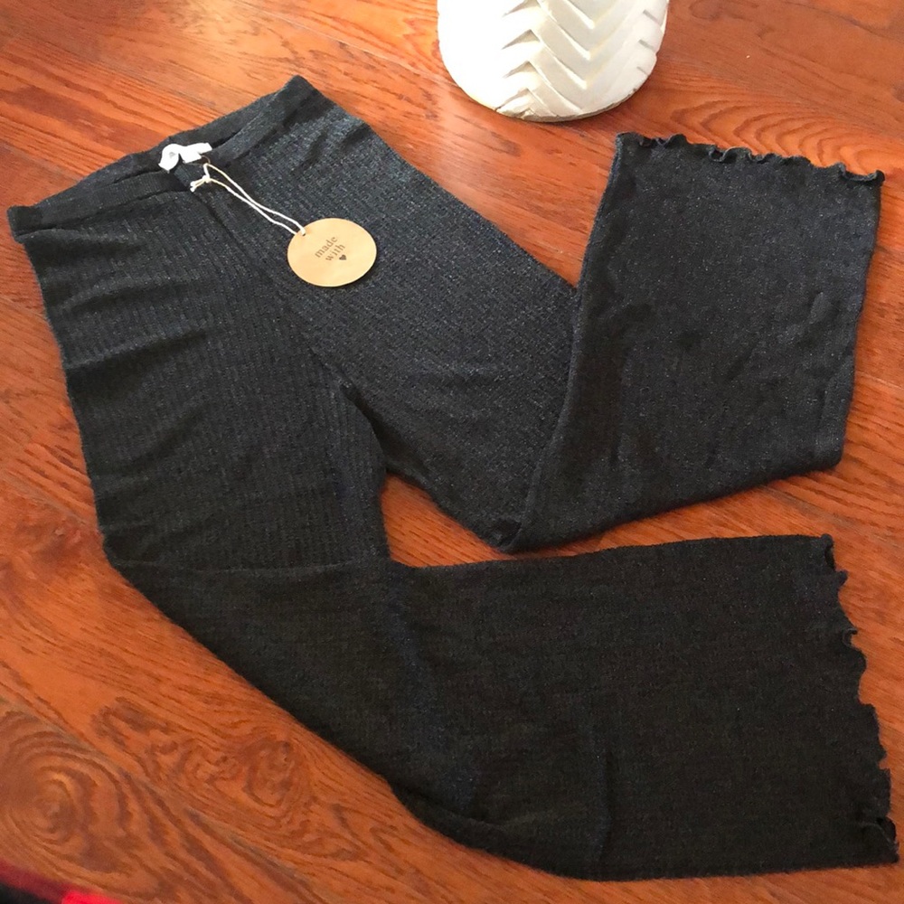 Metallic Stitch High Waist Pants